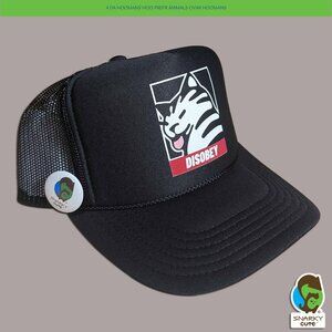 Disobey Cat Shepard Fairey Obey Parody Foam Trucker Snapback Hat BLACK